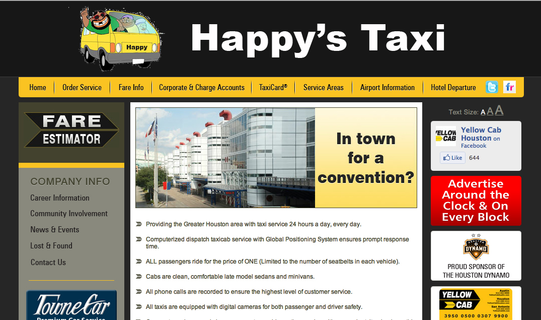 Desktop Website Happys Taxi